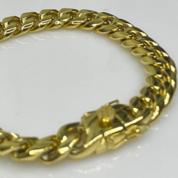 Miami Cuban Curb Link Chain Bracelet 316L Gold Plated Stainless Steel - Picture 4 of 12